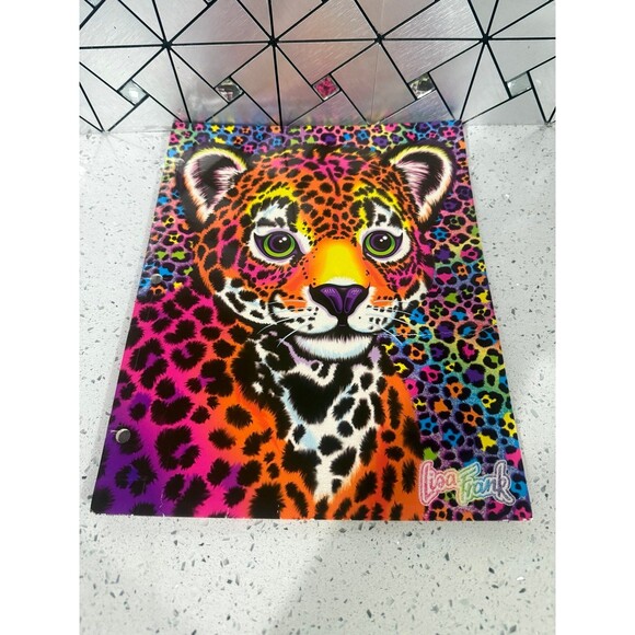 Lisa Frank 2 Pocket Portfolio Folder 3-Hole Leopard Cub Hunter Rainbow 2020 - Picture 1 of 8